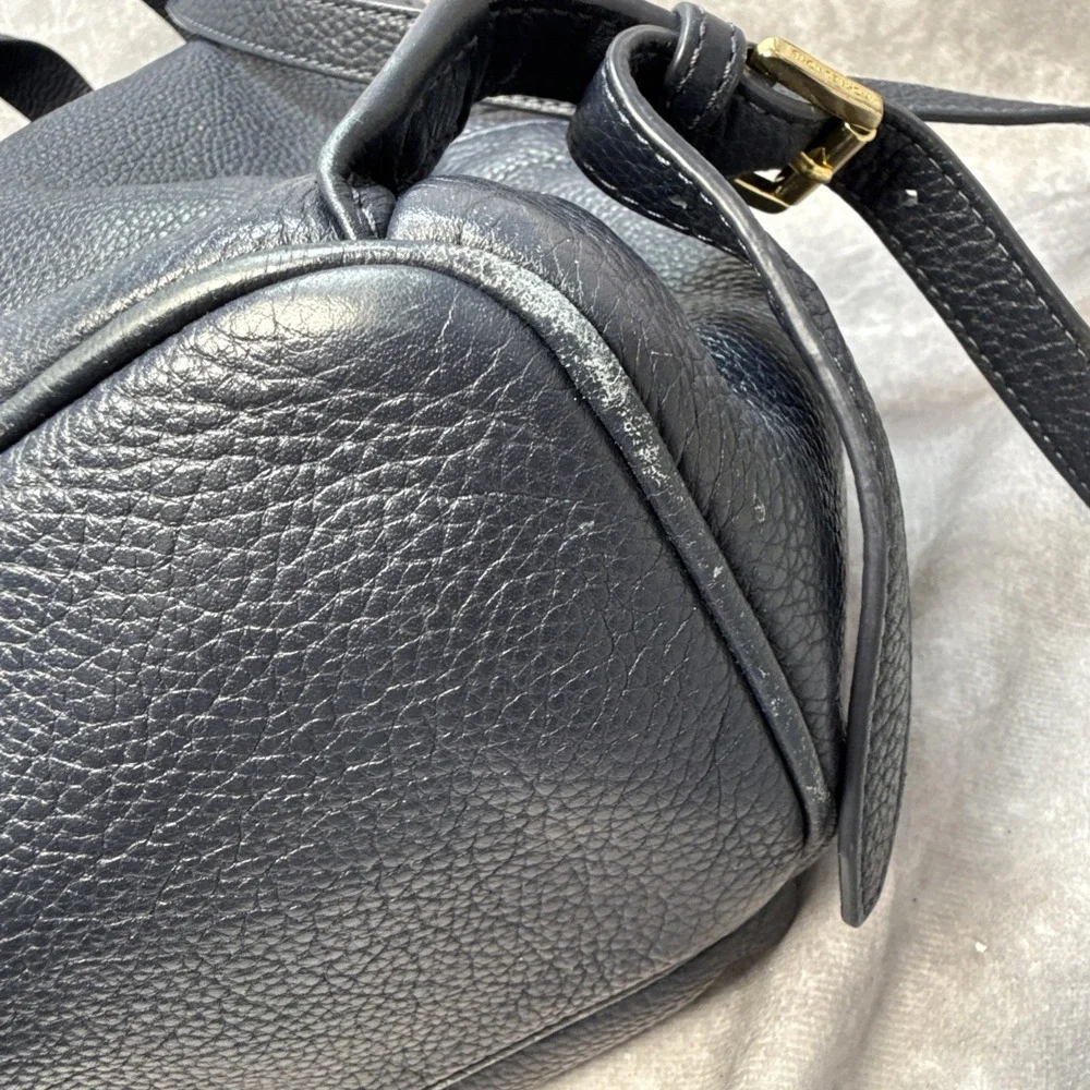 Michael Kors Zip Backpack Large Pebble Leather Navy Blue 14